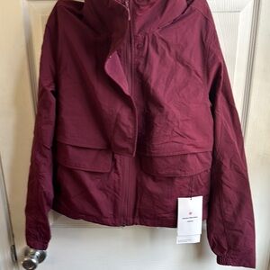 Chic Burgundy Hooded Jacket